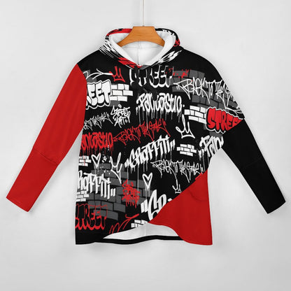 230gsm Poncho-style Long Sleeve Women Hoodie with Irregular Hem DS001 (All-Over Printing)
