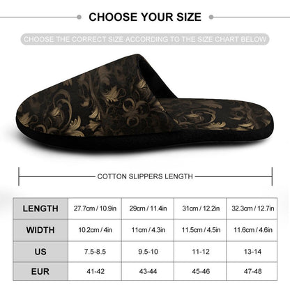 BLACK & GOLD ACCENT Flannel Men's Cotton Slippers