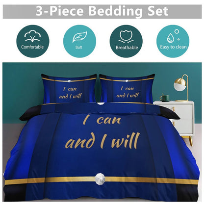 3-Piece Bedding Set-86"×70"/ 218×177cm (Dual-sideded Printing)