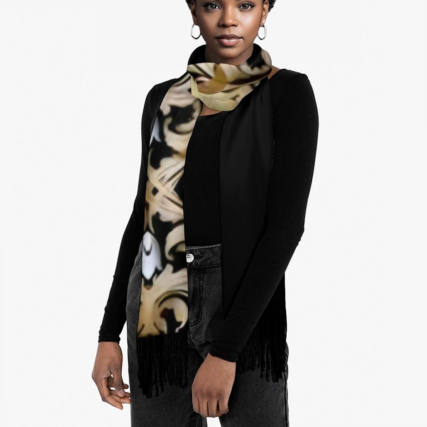 Cashmere-like Tassel Scarf (All-Over Printing)