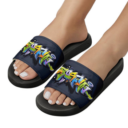 COLORFUL GRAFFITI Unisex PVC Slippers or Slides (white or black soles)