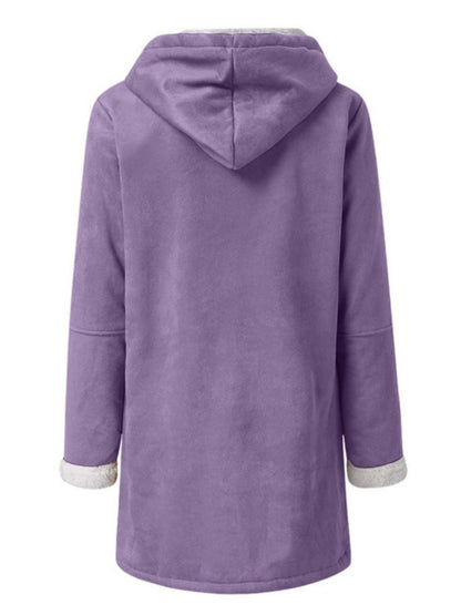 Full Size Pocketed Long Sleeve Hooded Toggle Jacket (many colors) -*SMALL-5XL