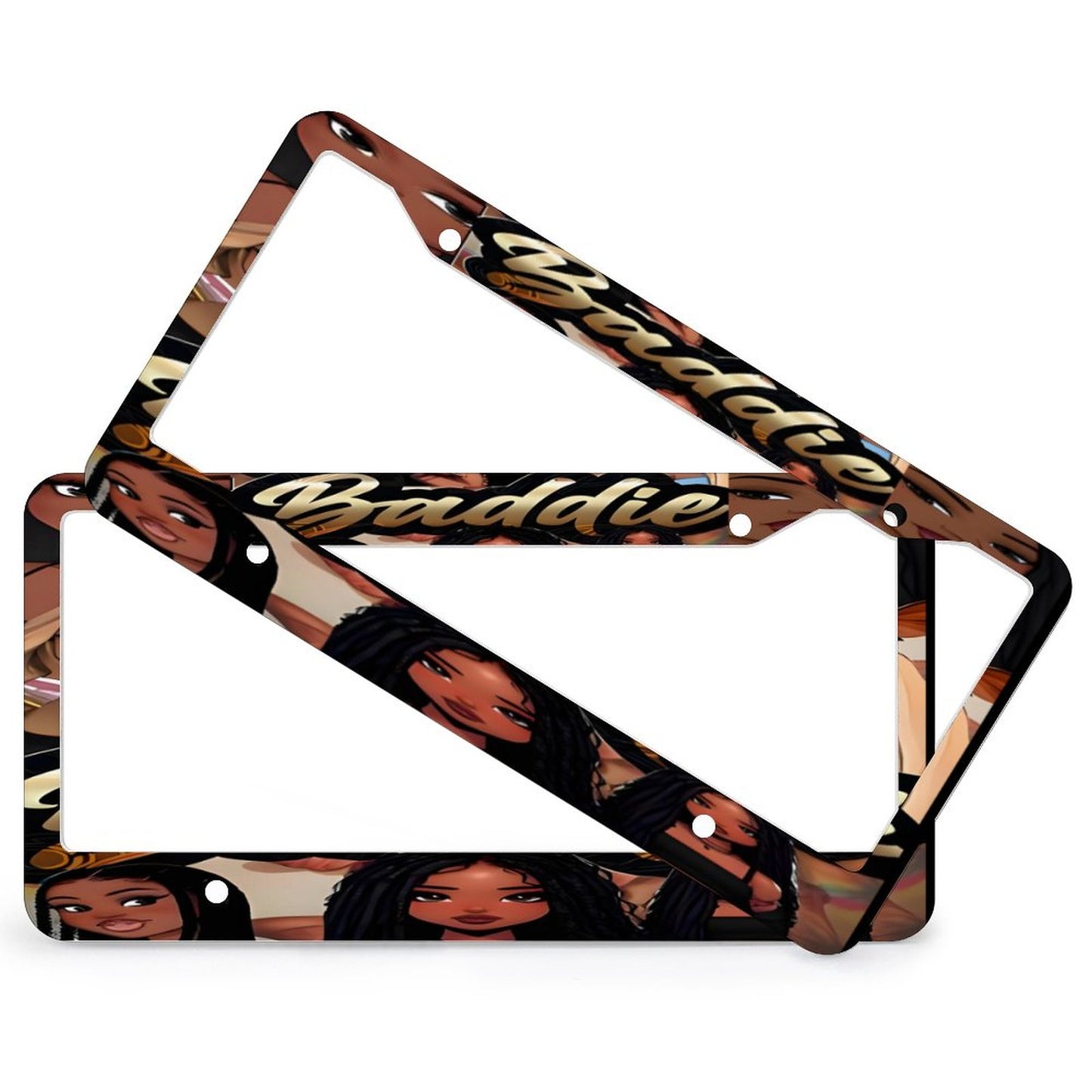 License Plate Frames with 4 Round Holes (1 Pair)