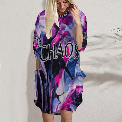 CHAOS Loose Long-sleeve Dress with Pockets-SMALL-5XL