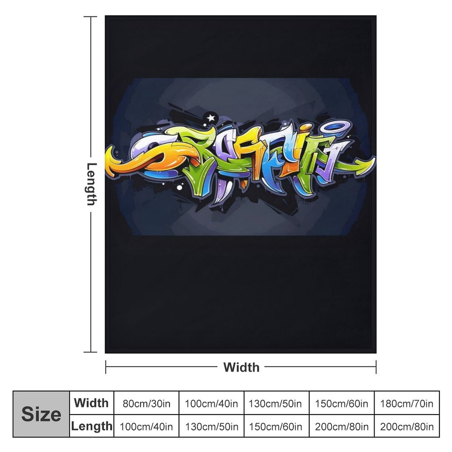 COLORFUL GRAFFITI Plush Flannel Blanket-40"x50"-dual-sided image