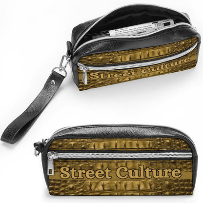 STREET CULTURE Alligator Leather Toiletries/Cosmetic Bag (can be used as a pen/pencil pouch)