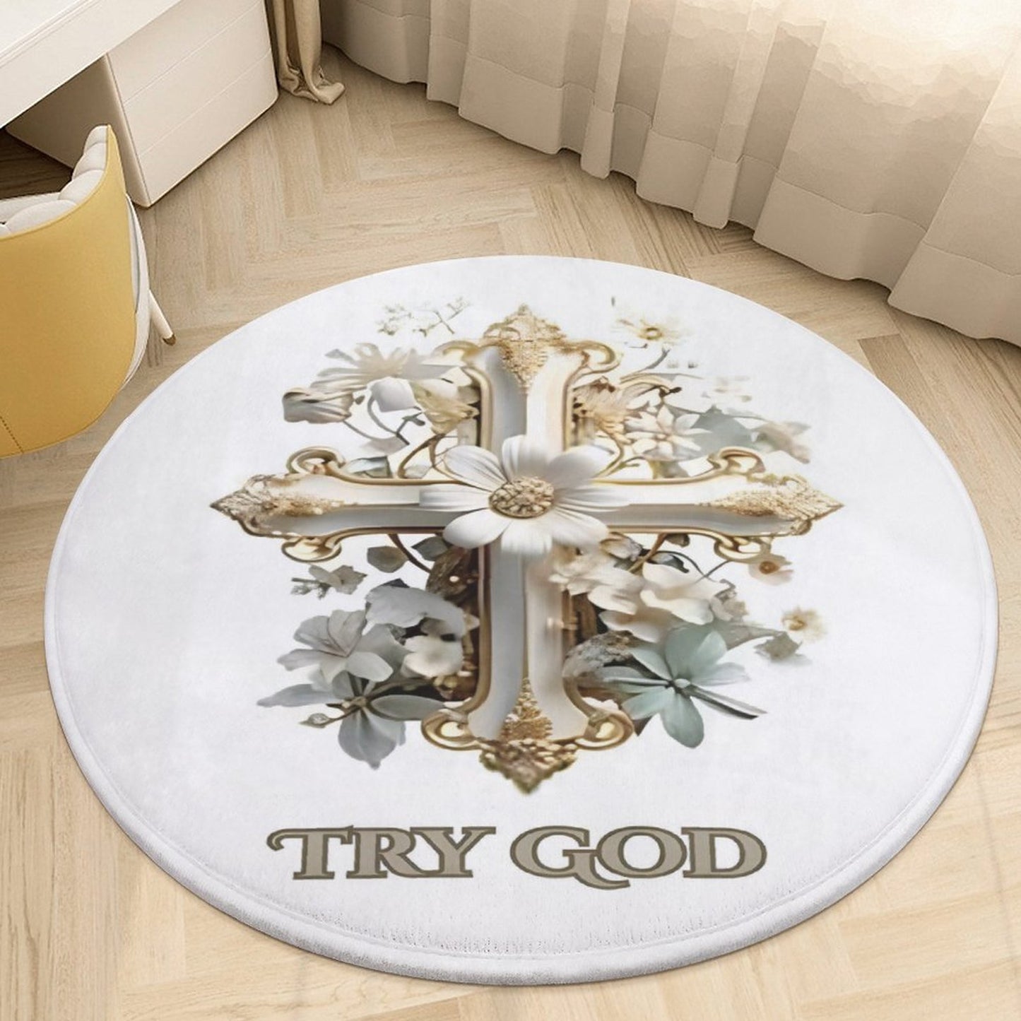 OVERSIZED Round Coral VELVET Warm Floor Mat-TRY GOD
