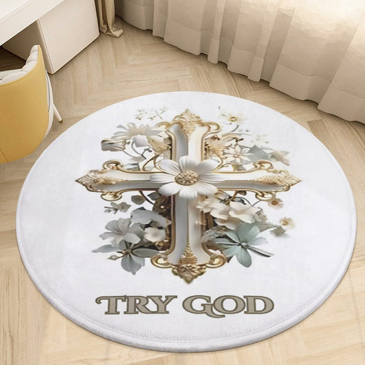 OVERSIZED Round Coral VELVET Warm Floor Mat-TRY GOD