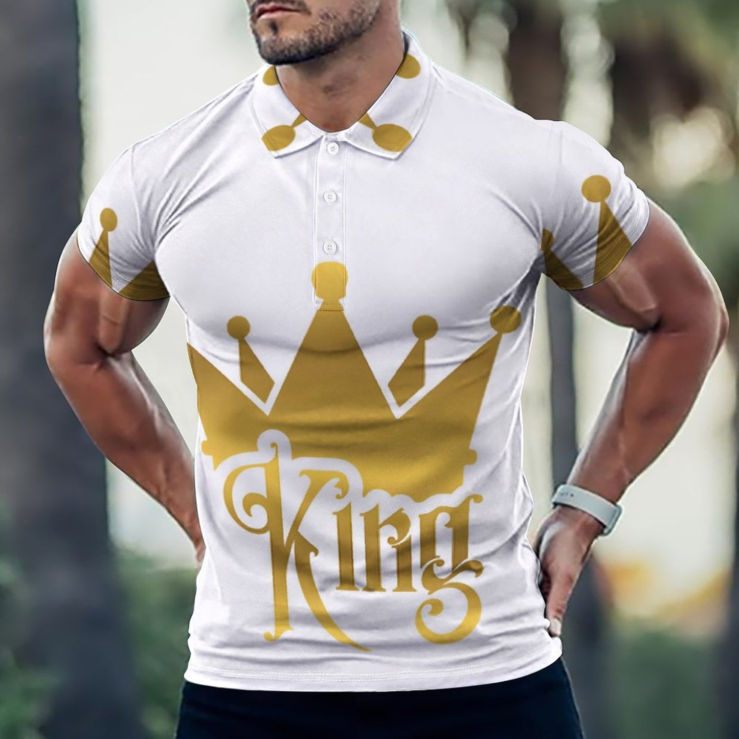 Custom Polo Shirts with All-Over printing Design Straight B612