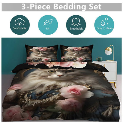 3-Piece Bedding Set-86"×70"/ 218×177cm (Dual-sideded Printing)