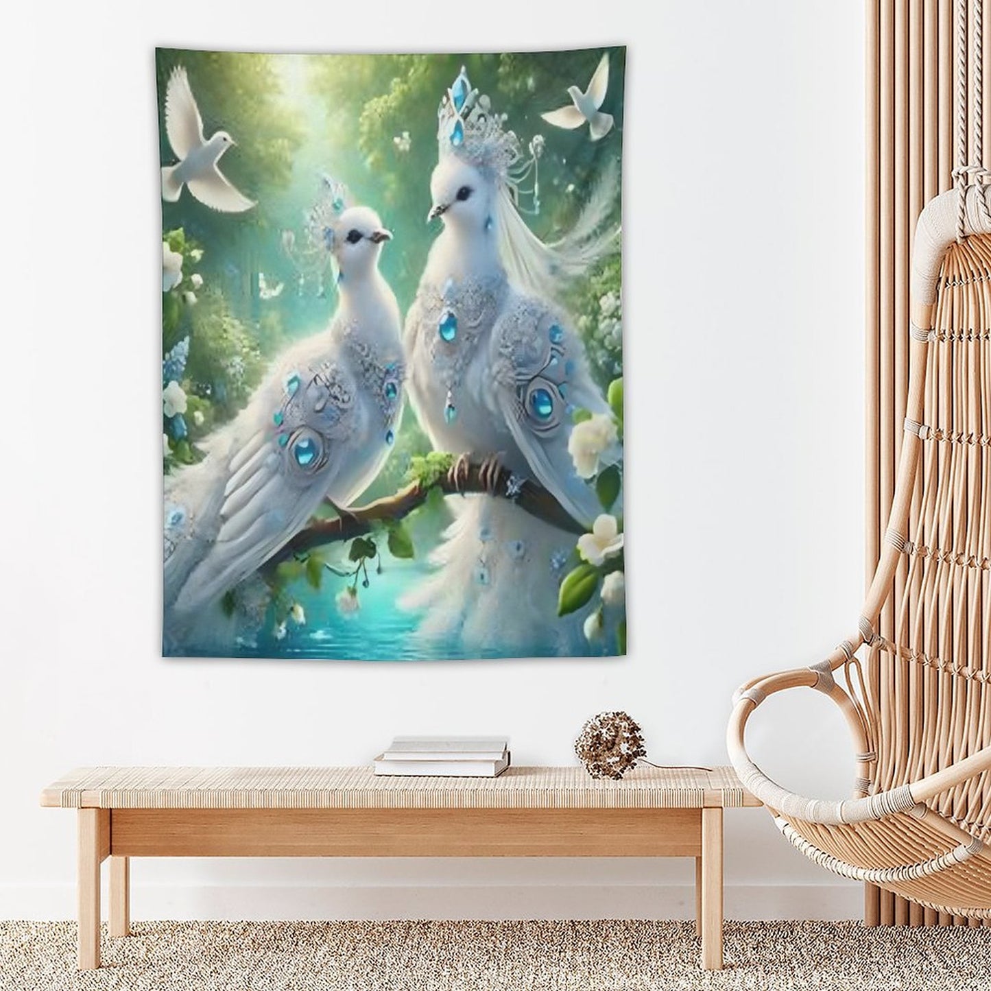 Wall Art with Vertical Tapestry