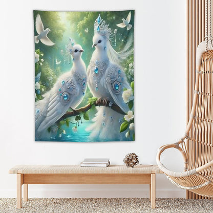Wall Art with Vertical Tapestry