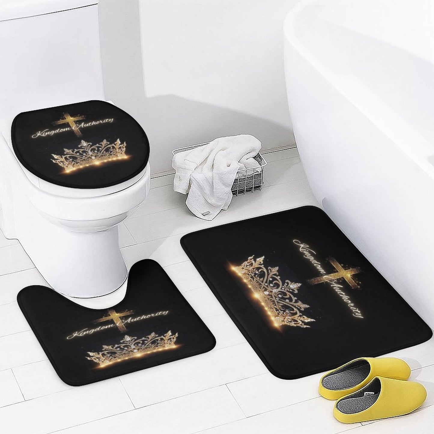 Shower Curtain Set with 3 Rugs