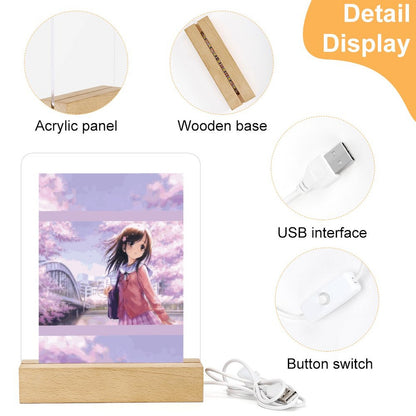 Acrylic Night Light with Wooden Base