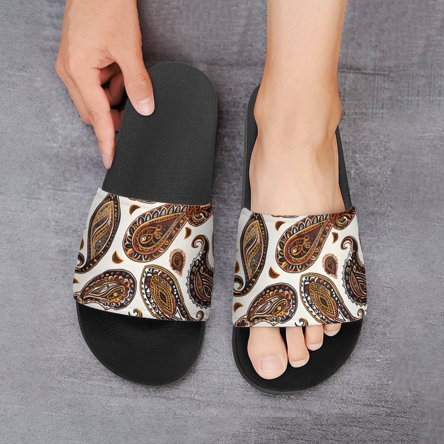 ORANGE PAISLEY  Unisex PVC Slippers or Slides
