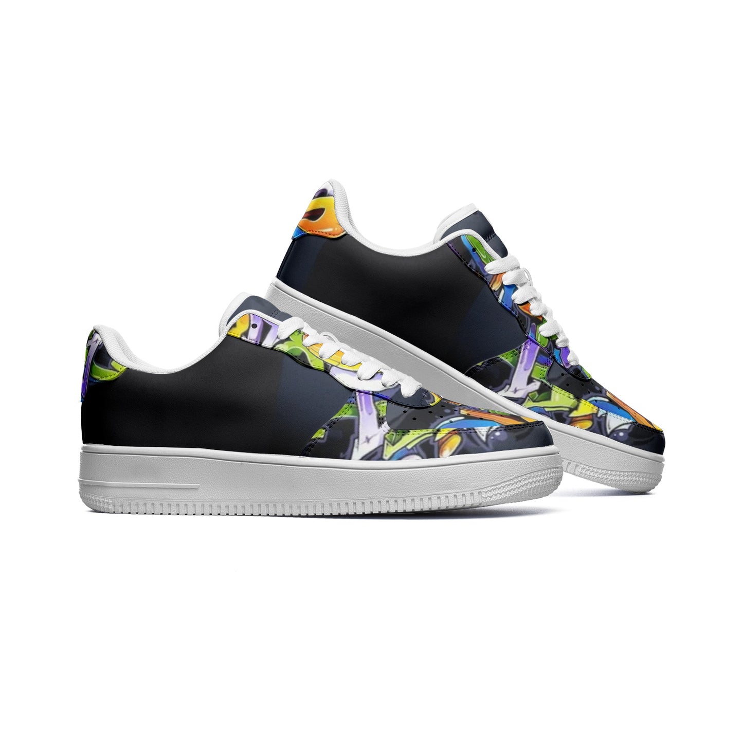 COLORFUL GRAFFITI UNISEX Low Top Leather Sneakers