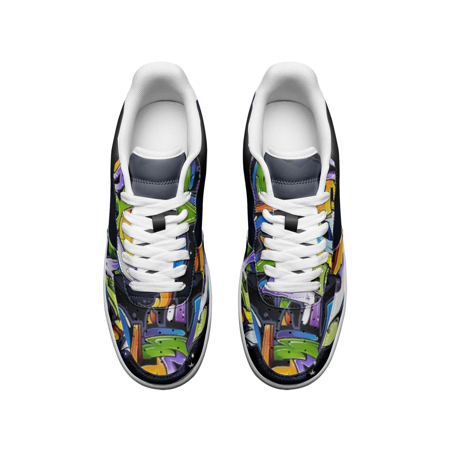 COLORFUL GRAFFITI UNISEX Low Top Leather Sneakers