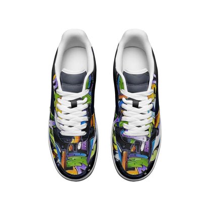 COLORFUL GRAFFITI UNISEX Low Top Leather Sneakers