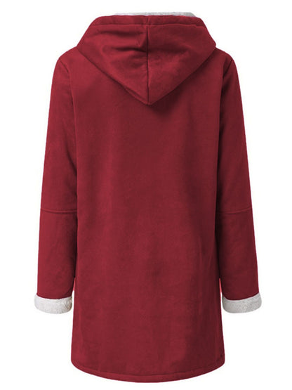 Full Size Pocketed Long Sleeve Hooded Toggle Jacket (many colors) -*SMALL-5XL