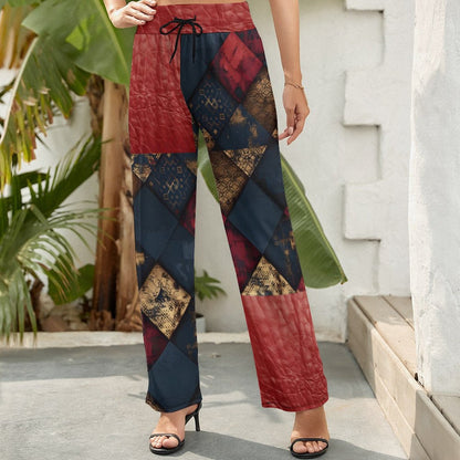 TRIANGLES & LEATHER Baggy Pants for Women-SMALL-2XL