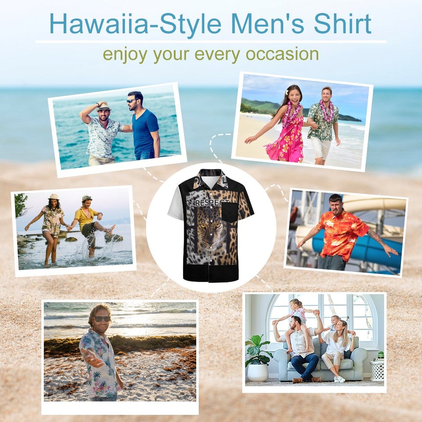 Men's Short SleeveT-Shirts with Pocket and All-Over printing Design NS