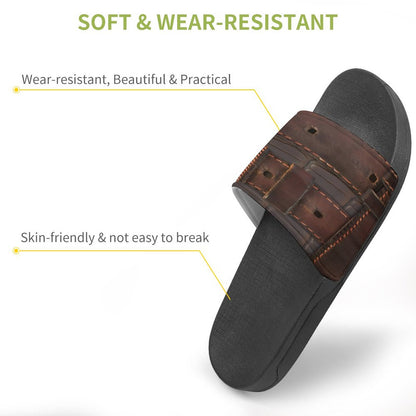 RUGGED LEATHER BUCKLE PRINT Unisex PVC Slippers