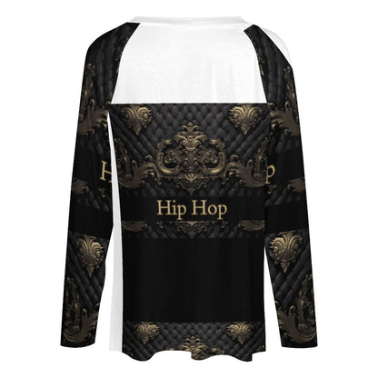 V-neck Loose Long Sleeve T-shirt TLREV2 (All-Over Printing)