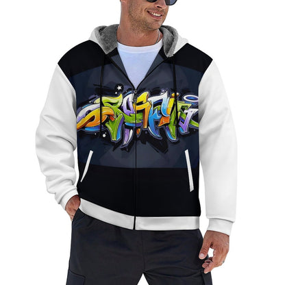 COLORFUL GRAFFITI UNISEX Zipper Plush Fur Jacket-SMALL-5XL