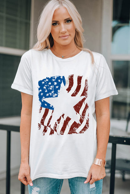 US Flag Graphic Round Neck Tee-SMALL-2XL