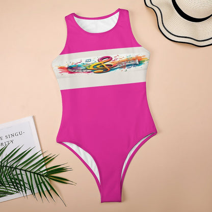 MUSIC GRAFFITI Hot Pink Tank Top Bodysuit