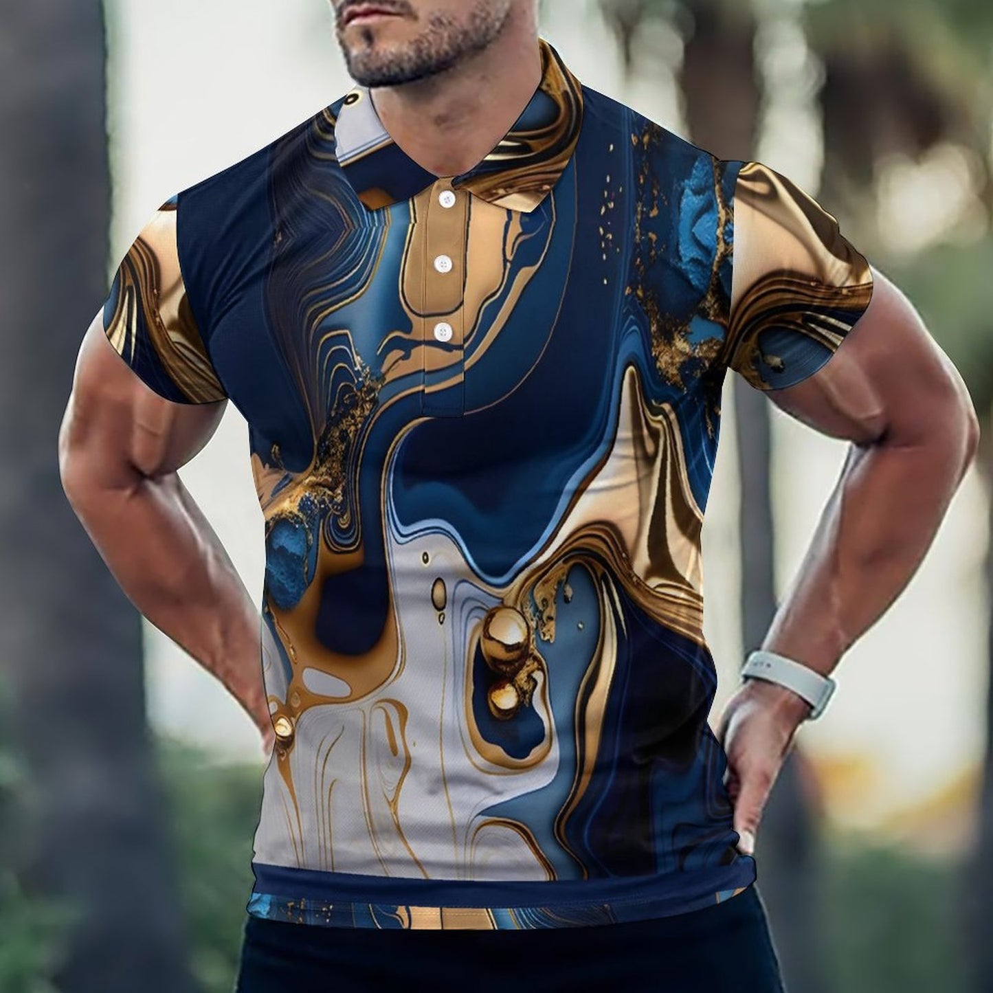 Custom Polo Shirts with All-Over printing Design Straight B612