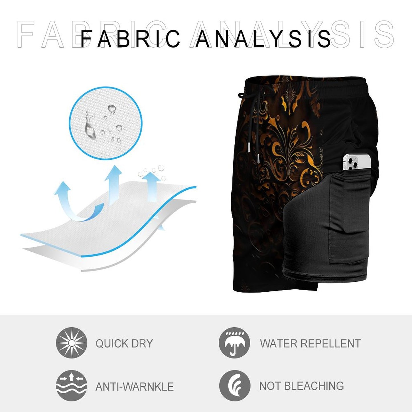 Men's Hawaiian shorts with 4 Pockets