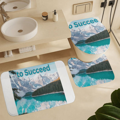 Shower Curtain Set with 3 Rugs
