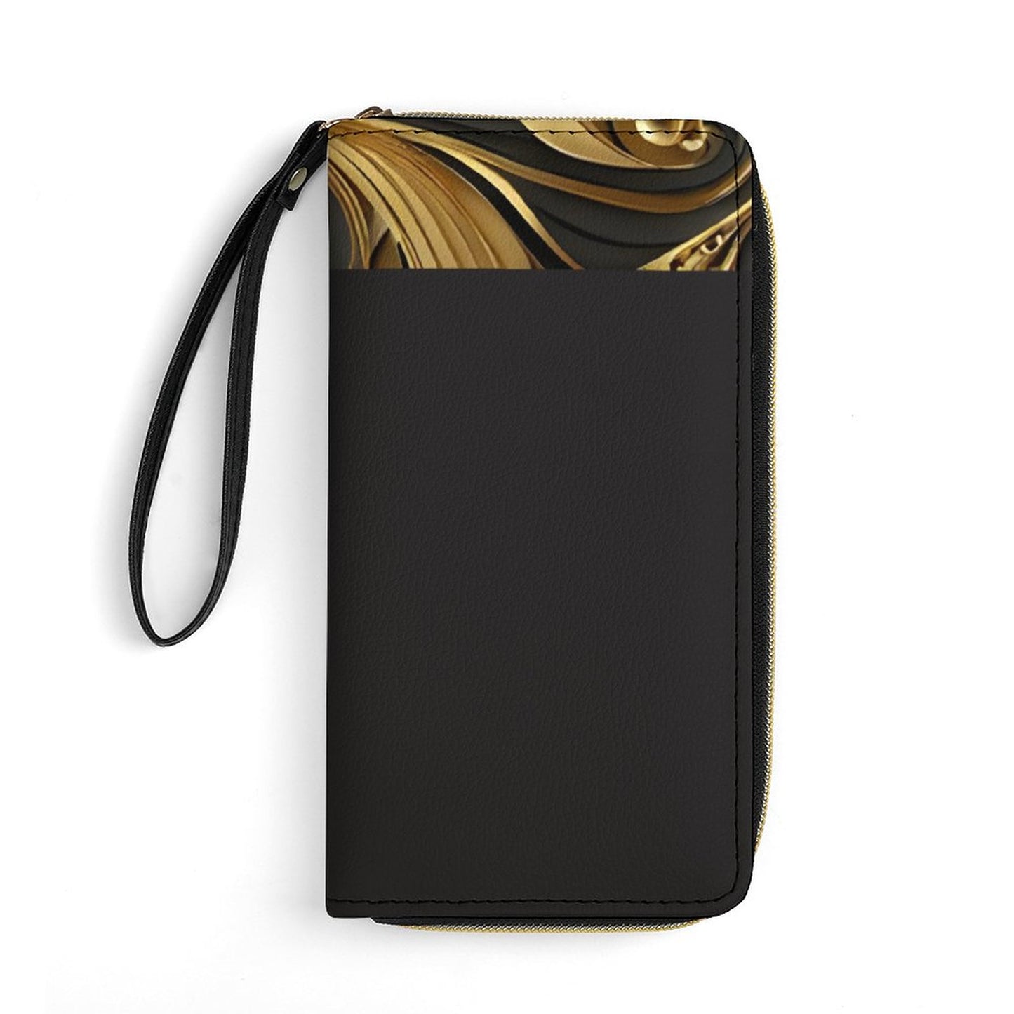 Leather Wallet with Wristlet Strap (2 Pictures on 2 Sides)