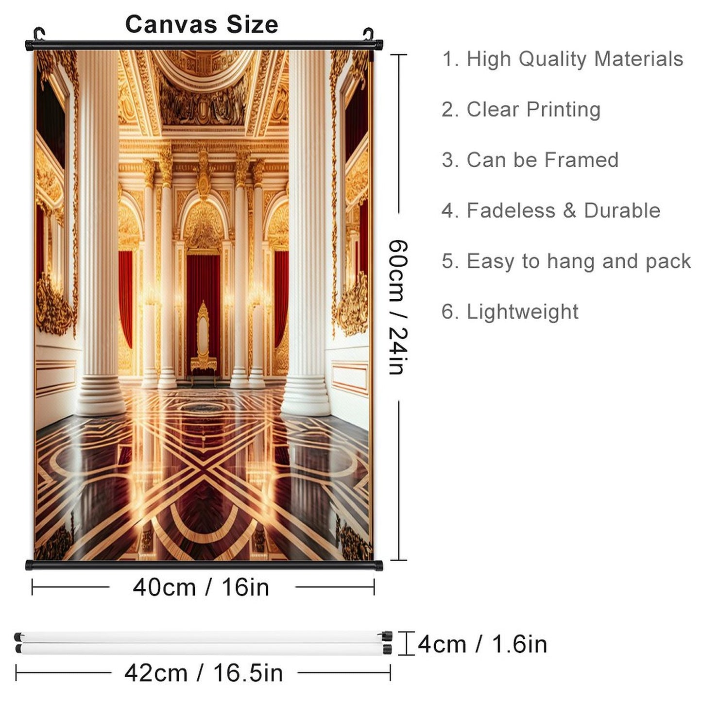 Canvas Hanging Poster with Scrolls-16"x24"/ 40x60cm