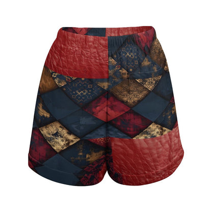 TRIANGLES & LEATHER Loose High Waisted Shorts-SMALL-3XL