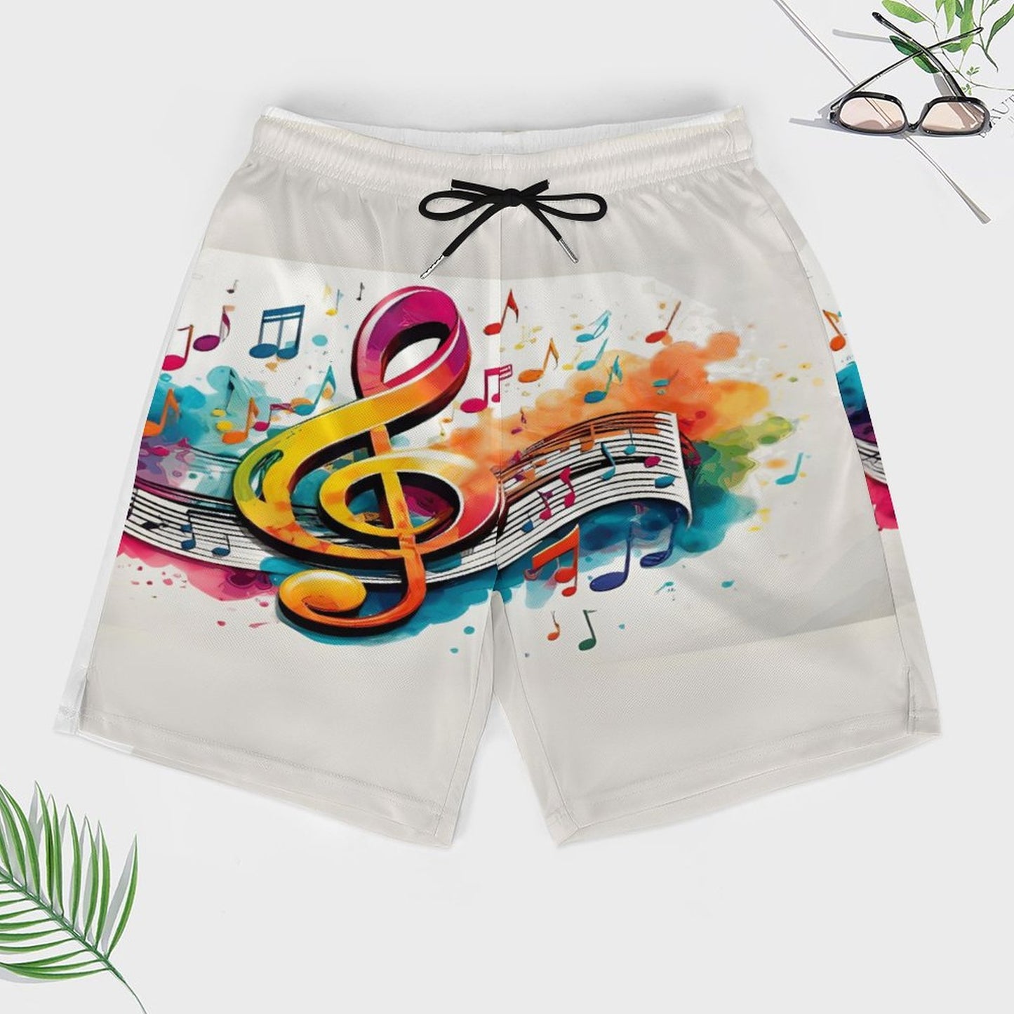 MUSIC GRAFFITI Men's Beach/GYM Shorts with 4 Pockets-SMALL-3XL