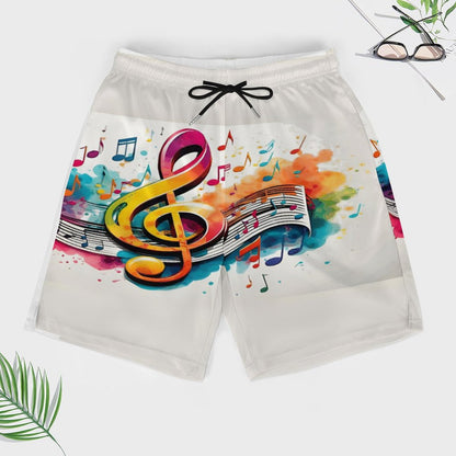 MUSIC GRAFFITI Men's Beach/GYM Shorts with 4 Pockets-SMALL-3XL