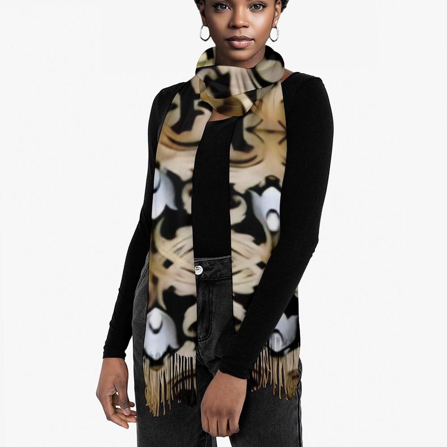 Cashmere-like Tassel Scarf (All-Over Printing)