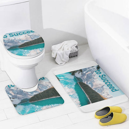 Shower Curtain Set with 3 Rugs