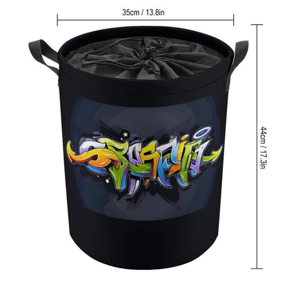 COLORFUL GRAFFITI Drawstring collapsible Laundry Basket