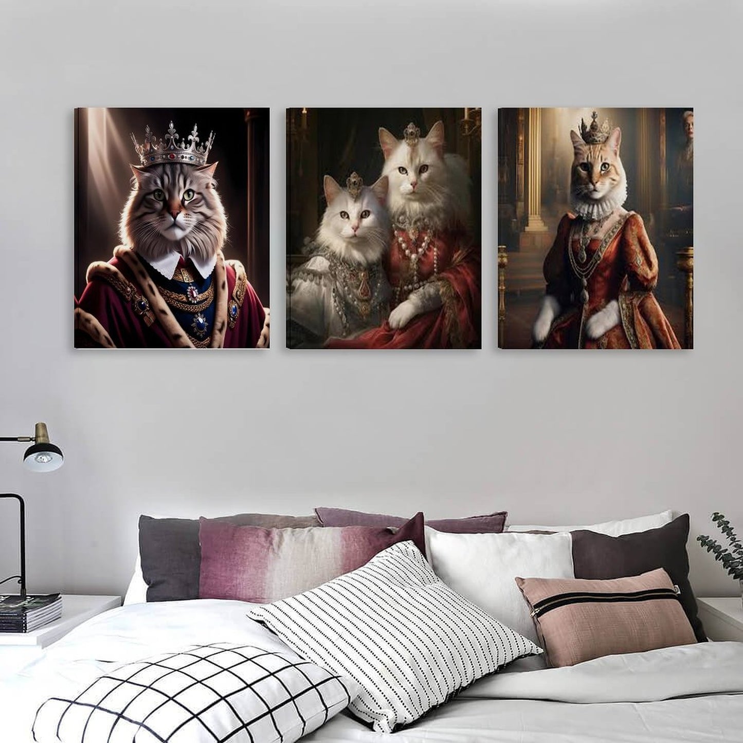 Vertical Multicolor Framed Wall Art-4:5 Aspect Ratio- KING & QUEEN CATS
