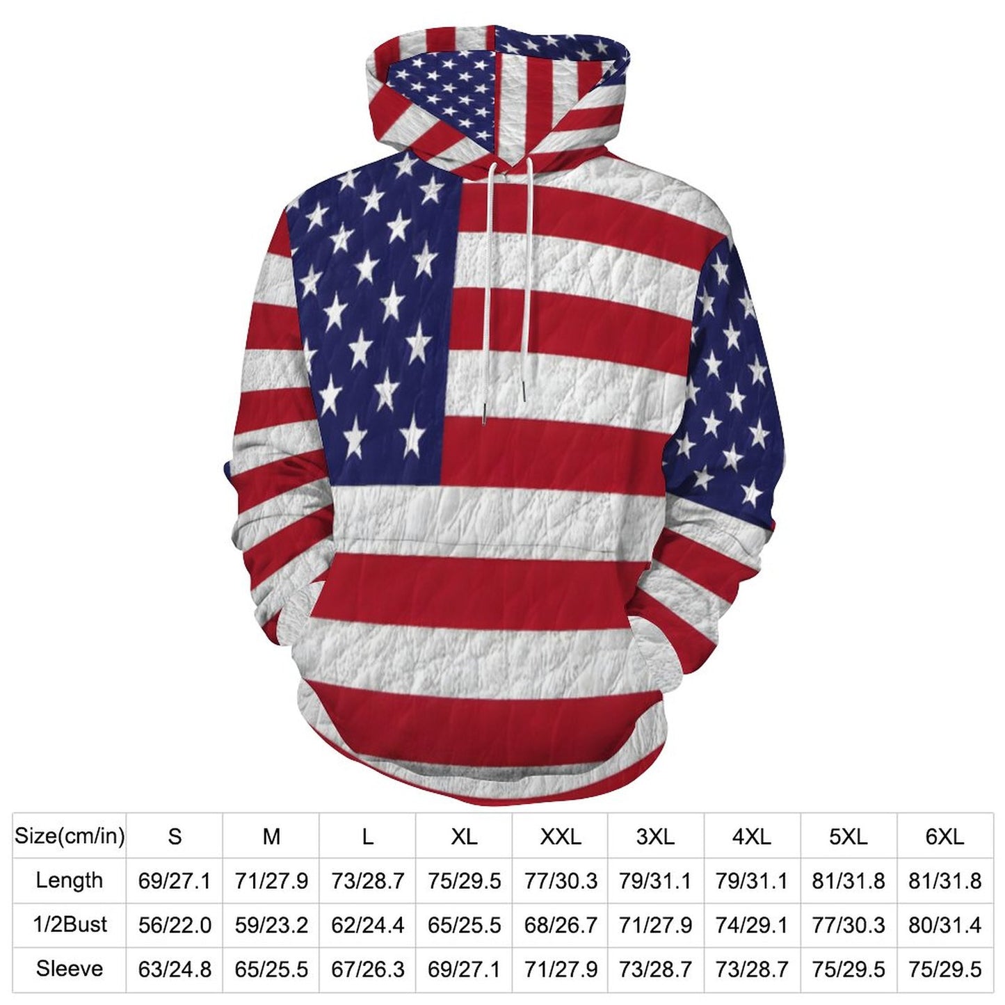 AMERICA Men's Hoodie with Double-layer Cap-SMALL-6XL