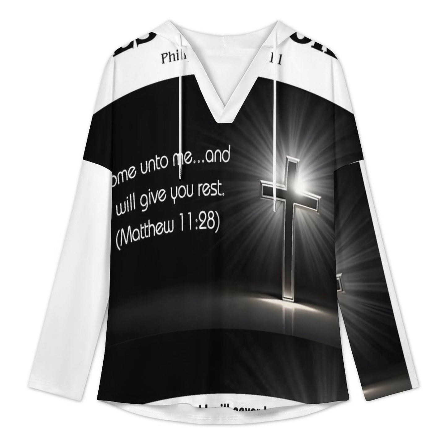 170gsm Women's V Neck Long Sleeve Hoodie(All-Over Printing)