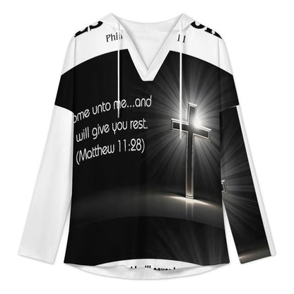 170gsm Women's V Neck Long Sleeve Hoodie(All-Over Printing)