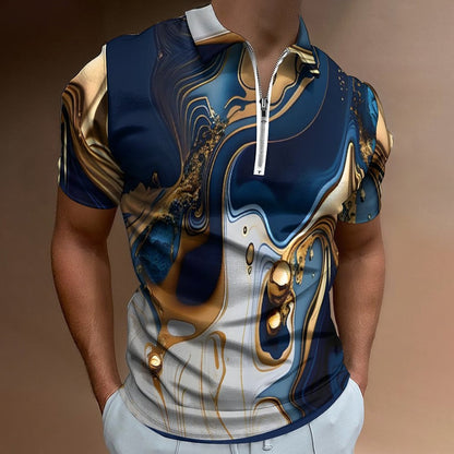 Men's Short Sleeve POLO Shirt with Zipper B470 (All-Over Printing)