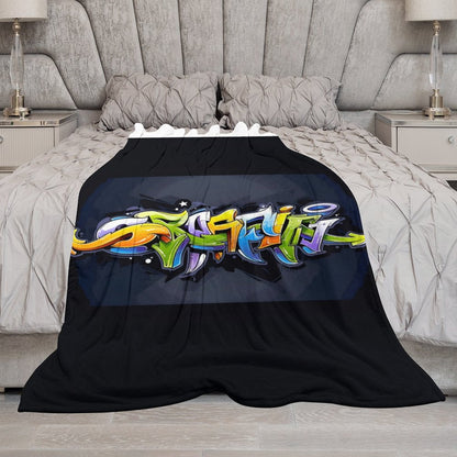 COLORFUL GRAFFITI Plush Flannel Blanket-60"x80" (Dual-sided Image)