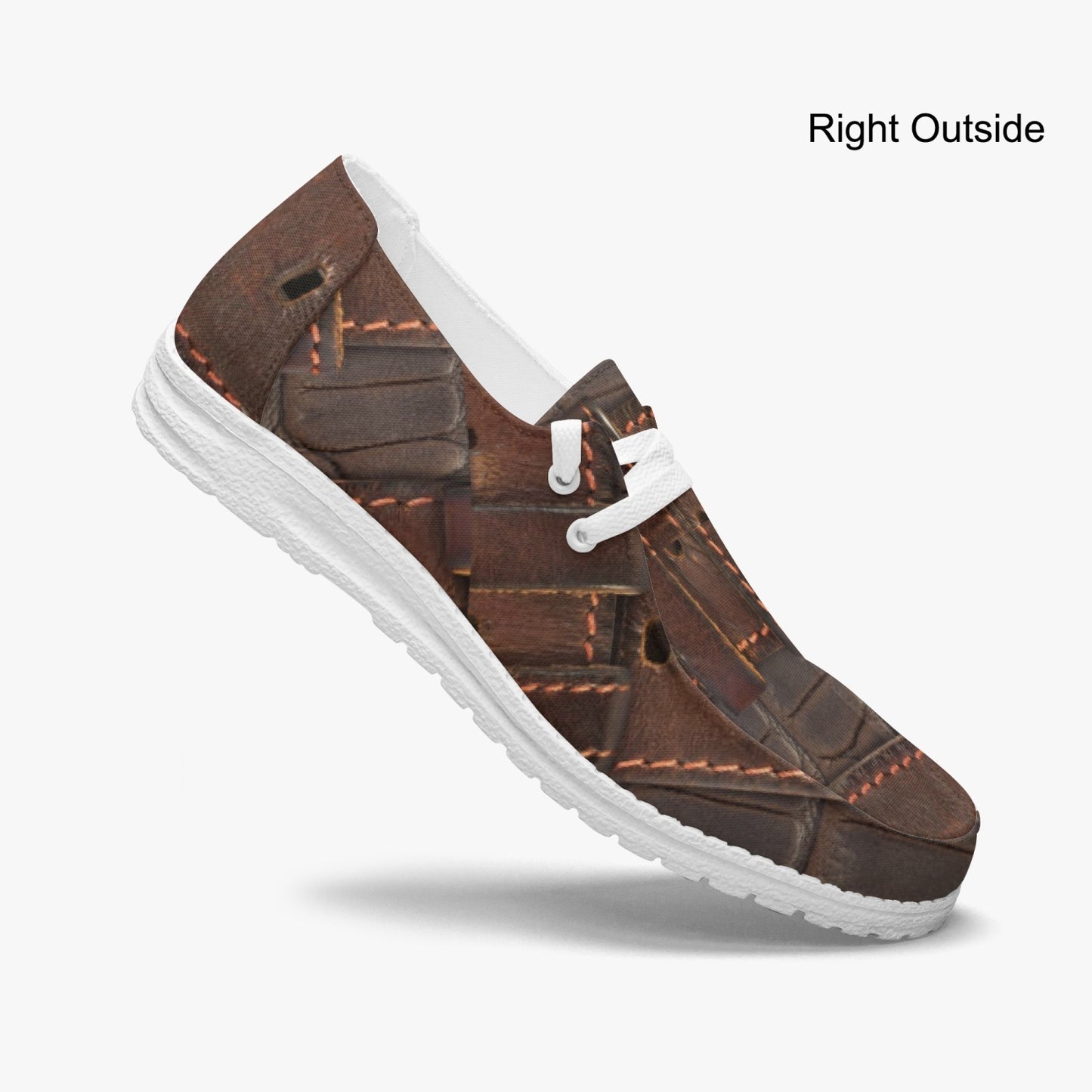 RUGGED LEATHER BUCKLE Print Lace-up Loafers