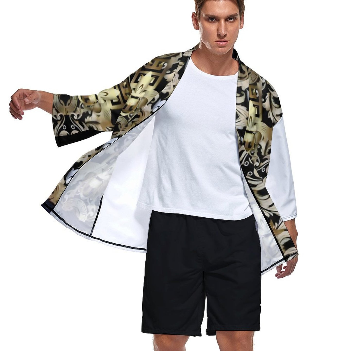 Drop Shoulder Male Kimono Cardigan ZS904 (All-Over Printing)
