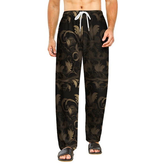 BLACK & GOLD ACCENT Men's Home Pajamas Pants-SMALL-5XL
